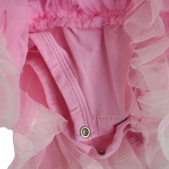 NWOT Popatu Infant Girls 12M‎ Pink Floral Tulle Dress With White Bow - Picture 6 of 8